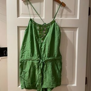 BCBG green romper in a size M